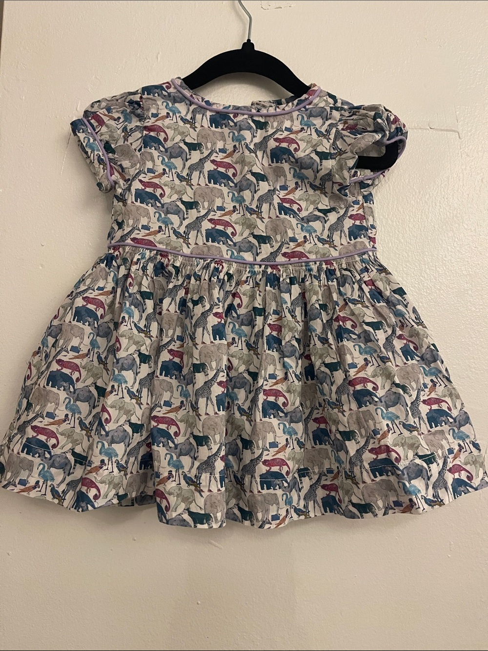 Liberty of London Girls' Animal Print Dress in Blue, Pink, Gray